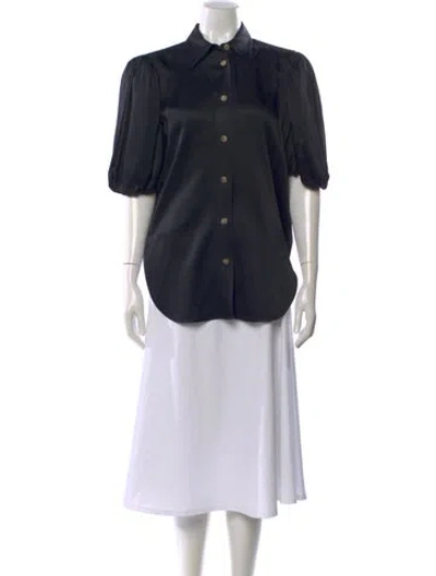 Pre-owned Khaite Short Sleeve Button-up Top In Black