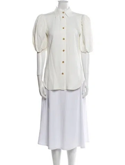 Pre-owned Khaite Short Sleeve Button-up Top In Neutral