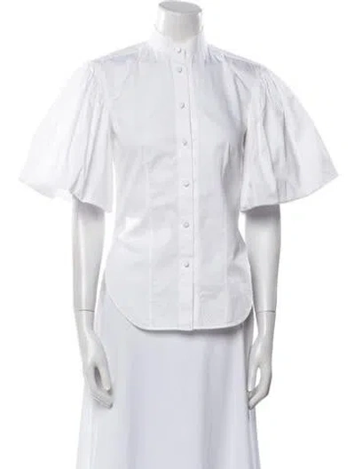Pre-owned Khaite Short Sleeve Button-up Top In White