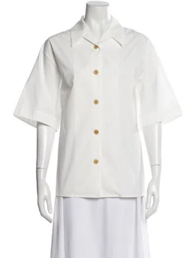 Pre-owned Khaite Short Sleeve Button-up Top In White