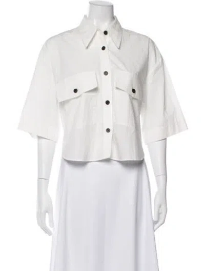 Pre-owned Khaite Short Sleeve Button-up Top In White