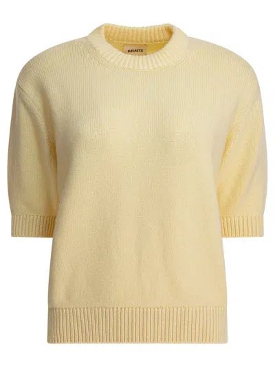 Khaite Davin S/s Cashmere Sweater In Beige