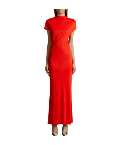 Khaite Short-sleeved Dress In Red