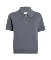 Khaite Gulliame Zip-up Knit Wool-blend Polo Top In Gray
