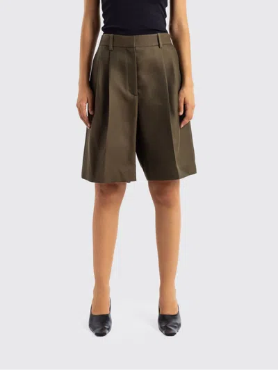 Khaite Shorts Woman Color Olive In Brown