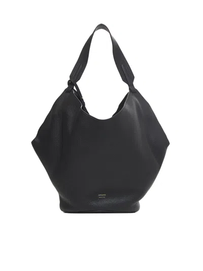 Khaite 'lotus Medium' Shopping Bag In Black