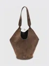 Khaite Brown Calf Leather Bos Taurus Shoulder Bag In Brown