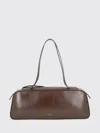Khaite Simona Crackle Patent Elongated Tote Bag In Brown