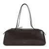 Khaite Simona Crackle Patent Elongated Tote Bag In Brown
