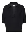 Khaite Shrunked Jo Cashmere-blend Polo Sweater In Black