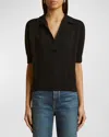 Khaite Jo Shrunken Stretch Cashmere Top In Black