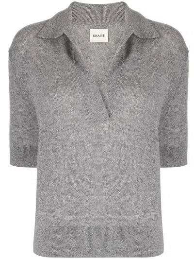 Khaite Shrunken Jo Cashmere Blend Sweater In Grey