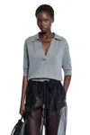 Khaite Shrunken Jo Knit Polo In Gray