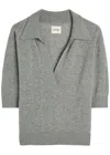 Khaite Shrunken Jo Cashmere-blend Polo Sweater In Gray