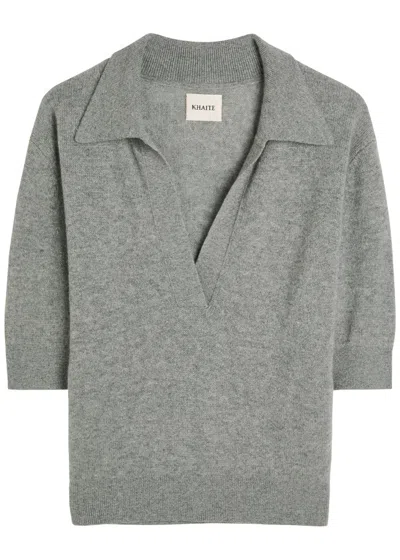 Khaite Shrunken Jo Stretch-cashmere Jumper In Gray
