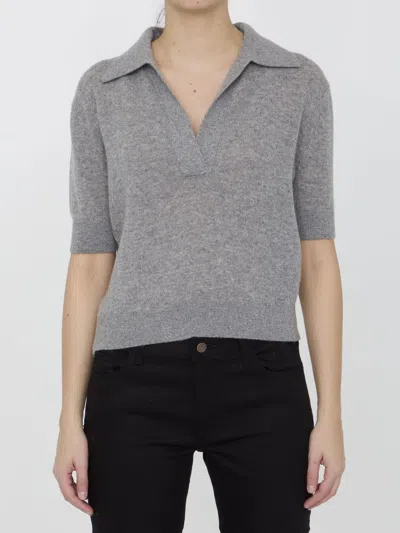 Khaite Shrunken Jo Cashmere Blend Sweater In Grey