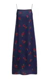 Khaite Sicily Printed Silk Midi Dress In Blue