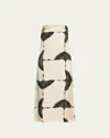 Khaite Levy Crane Print Pleated Cupro Skirt In Cream  Black