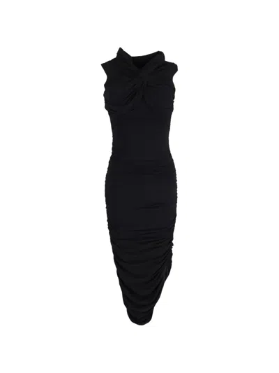Pre-owned Khaite Side-split Midi Dress In Black