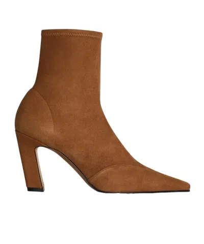 Khaite 85mm Nevada Stretch Leather Ankle Boots In Cream