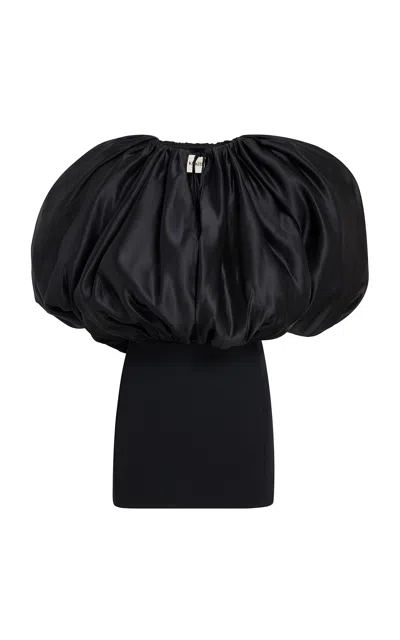 Khaite Siel Bubble Twill Mini Dress In Black
