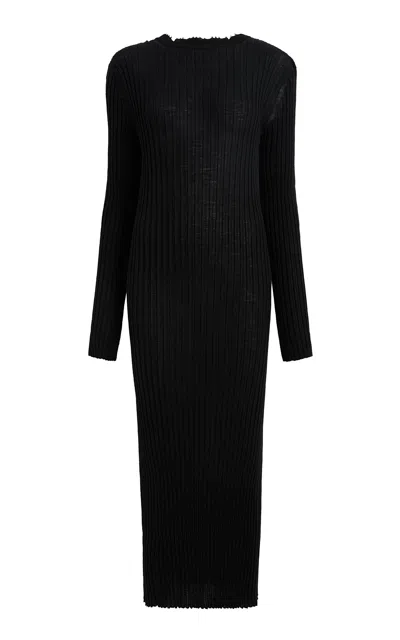 Khaite Sigrid Merino Wool Midi Dress In Black