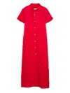 Khaite Effy Silk And Cotton-blend Organza Midi Shirt Dress In Red