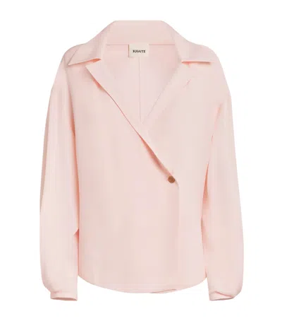 Khaite Silk Shirt With Wide Collar In Pink