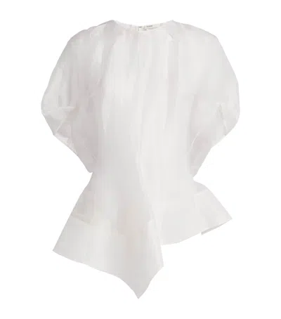 Khaite Silk Asymmetric Rumi Blouse In White