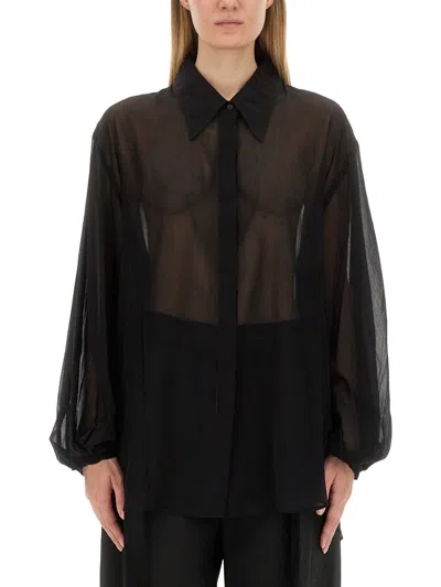 Khaite Silk Blend Top The Bam In Black