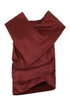 Khaite Luola Draped Silk-gazar Blouse In Burgundy