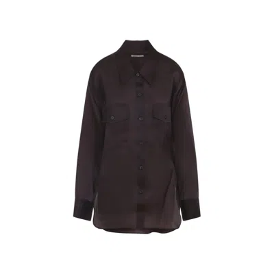 Khaite Silk Button-down Top With Classic Collar In Black