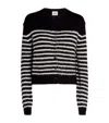 Khaite Jules Striped Silk And Cashmere Cardigan In Black