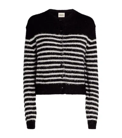 KHAITE SILK-CASHMERE STRIPE CARDIGAN