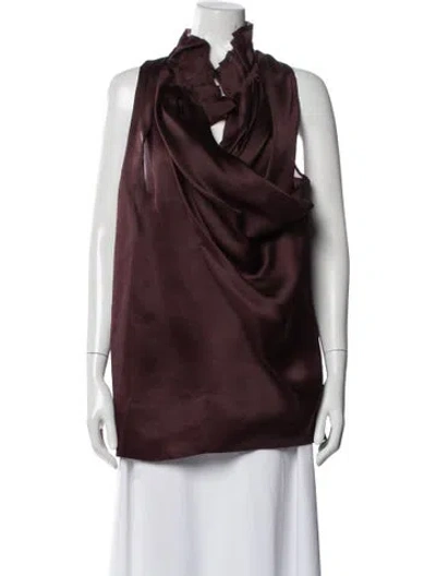 Pre-owned Khaite Silk Cowl Neck Blouse In Brown