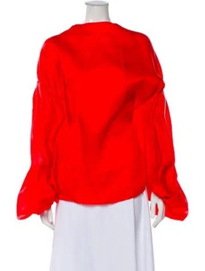 Pre-owned Khaite Silk Crew Neck Blouse In Red