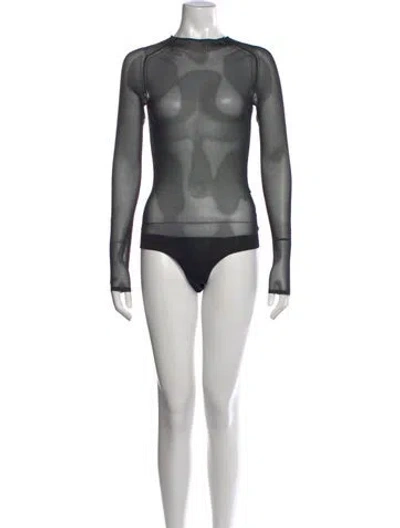 Pre-owned Khaite Silk Crew Neck Bodysuit W/ Tags In Black