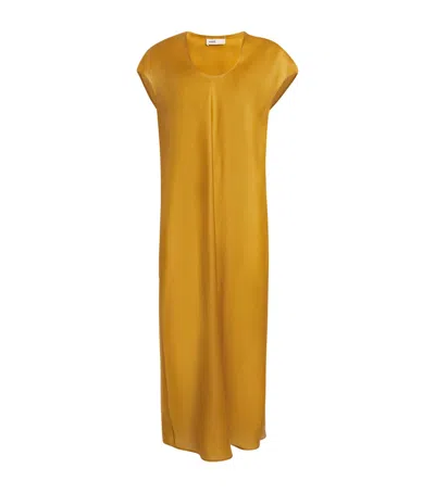 Khaite Silk Darby Midi Dress In Orange