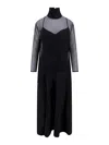 Khaite Bellamy Paneled Long-sleeve Sheer Silk Maxi Dress In Negro
