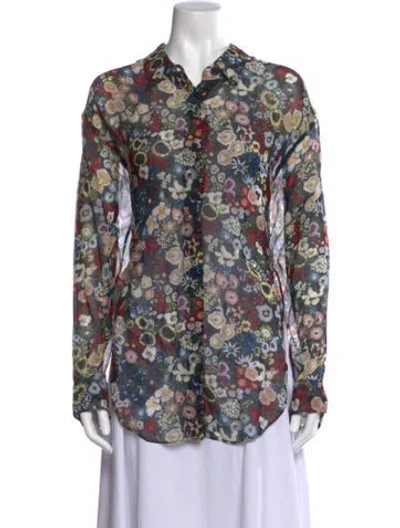 Pre-owned Khaite Silk Floral Print Blouse W/ Tags In Multi