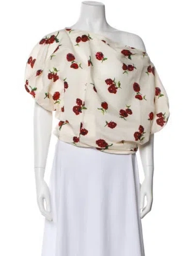 Pre-owned Khaite Silk Floral Print Crop Top W/ Tags In Neutral
