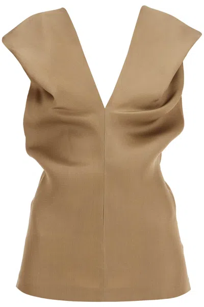 Khaite Silk Organza Top With Back Zip In Gold