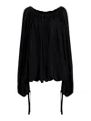 Khaite Nash Draped Silk Crepe Top In Black