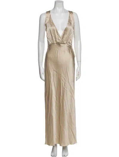 Pre-owned Khaite Silk Long Dress In Brown