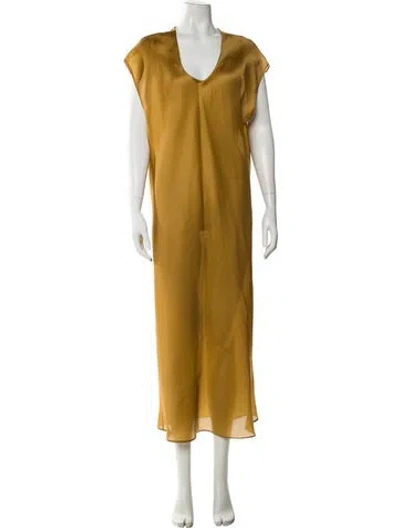 Pre-owned Khaite Silk Long Dress In Gold