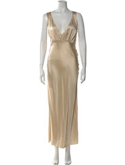 Pre-owned Khaite Silk Long Dress In Neutral