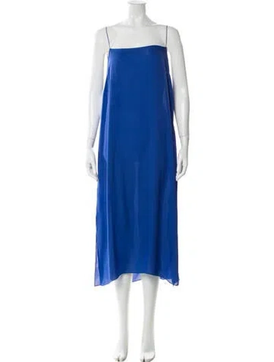 Pre-owned Khaite Silk Long Dress W/ Tags In Blue