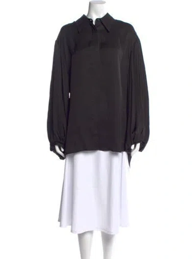 Pre-owned Khaite Silk Long Sleeve Blouse In Black
