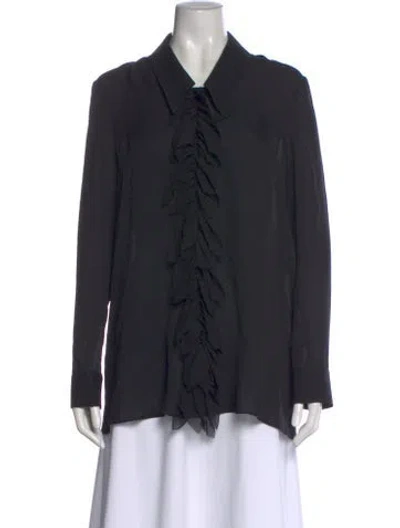 Pre-owned Khaite Silk Long Sleeve Blouse In Black