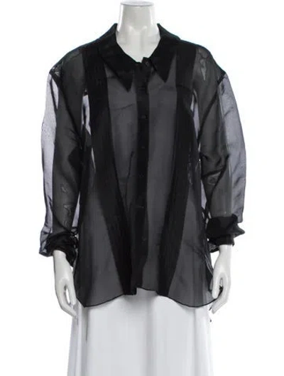 Pre-owned Khaite Silk Long Sleeve Blouse In Black
